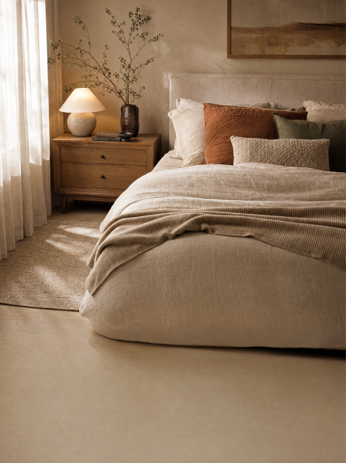 Calm bedroom styled with Focus Decor