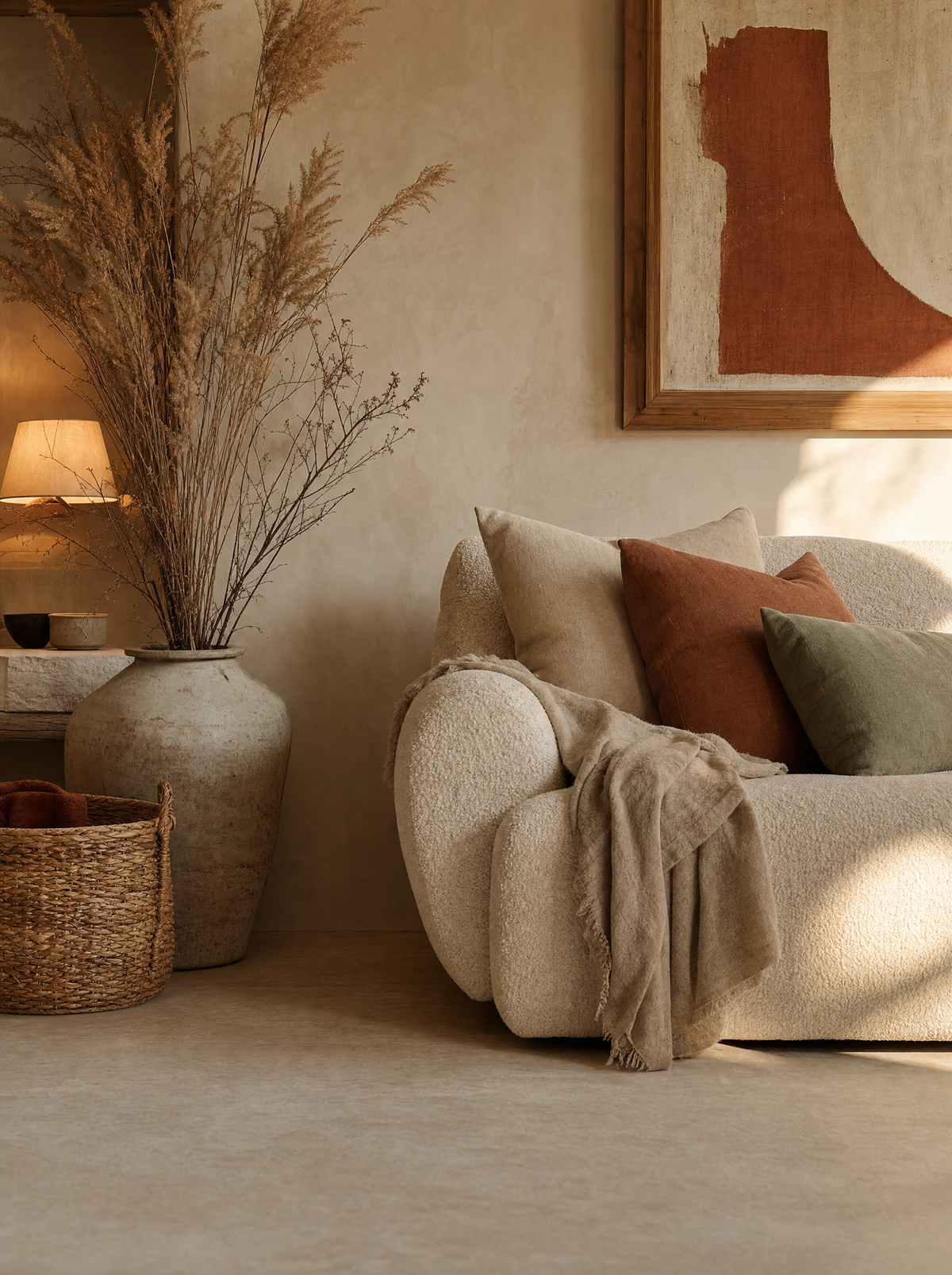 Warm living room styled with Focus Decor