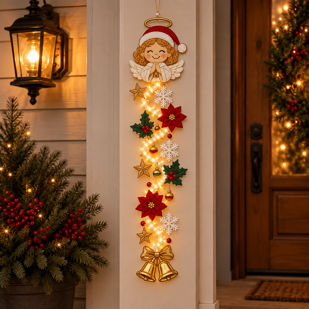 Light-up Christmas door hanger