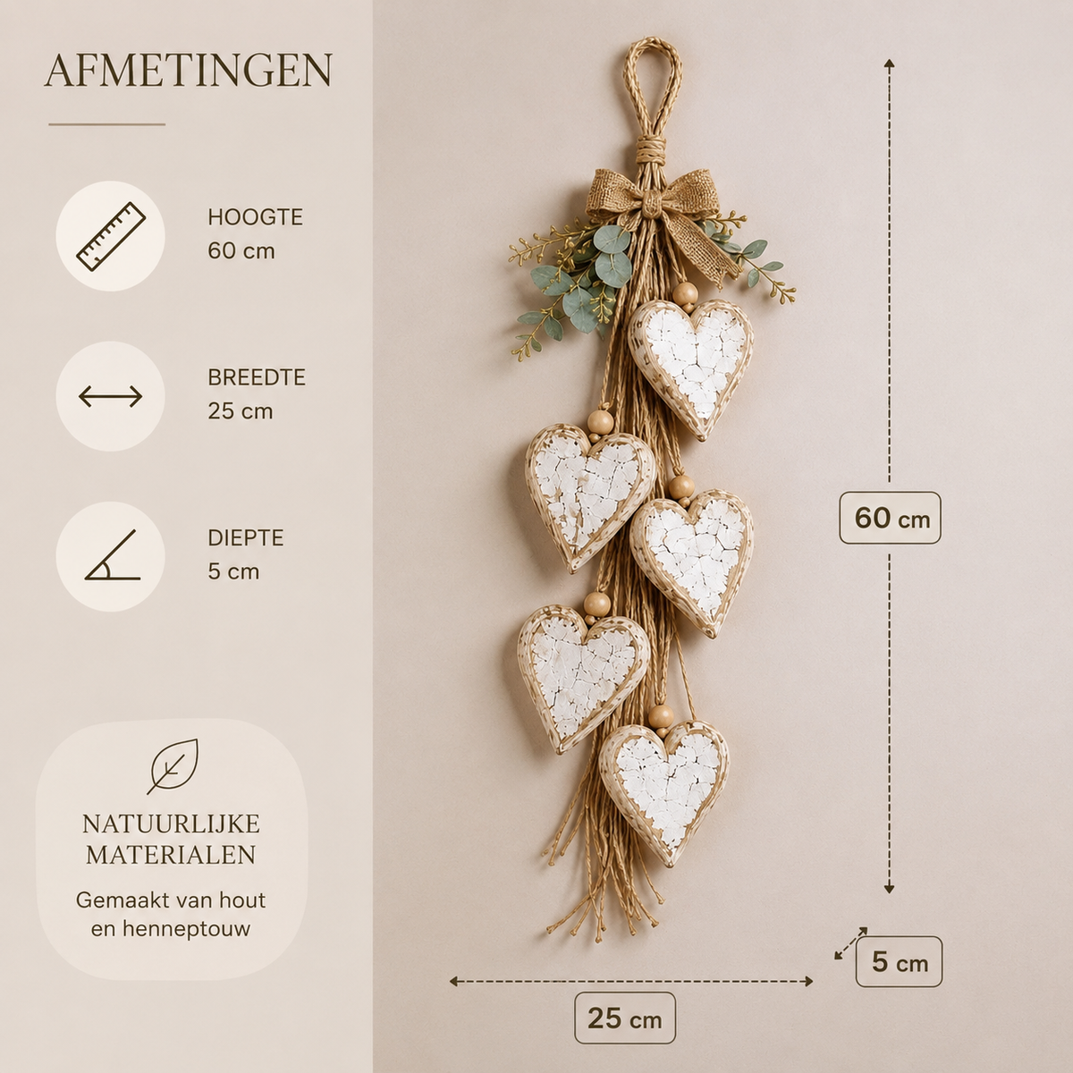 Wooden heart wall hanging, rustic and coastal styles