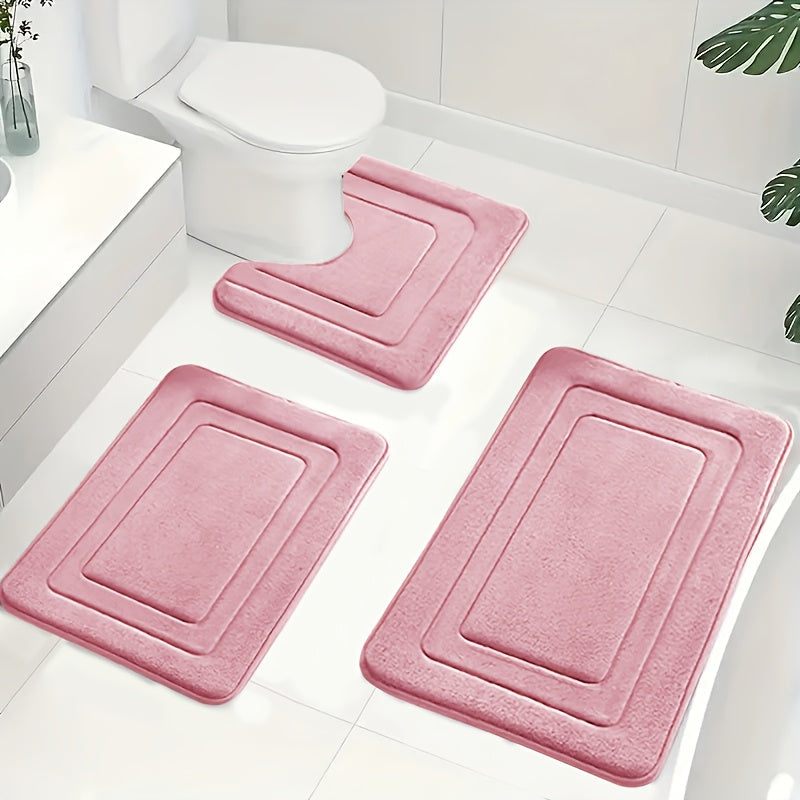 Bath mat set in bathroom
