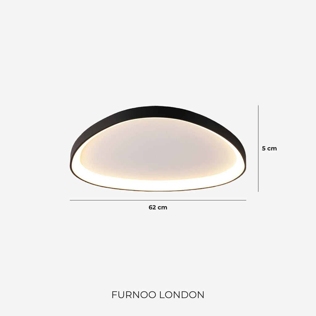 Sculptural pebble ceiling light detail with soft LED glow