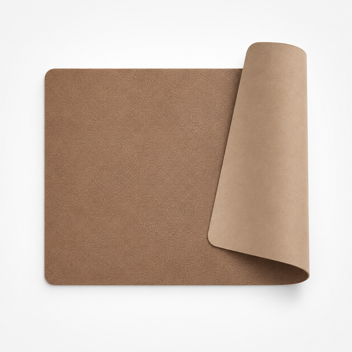 Faux leather placemats protecting a wood dining table