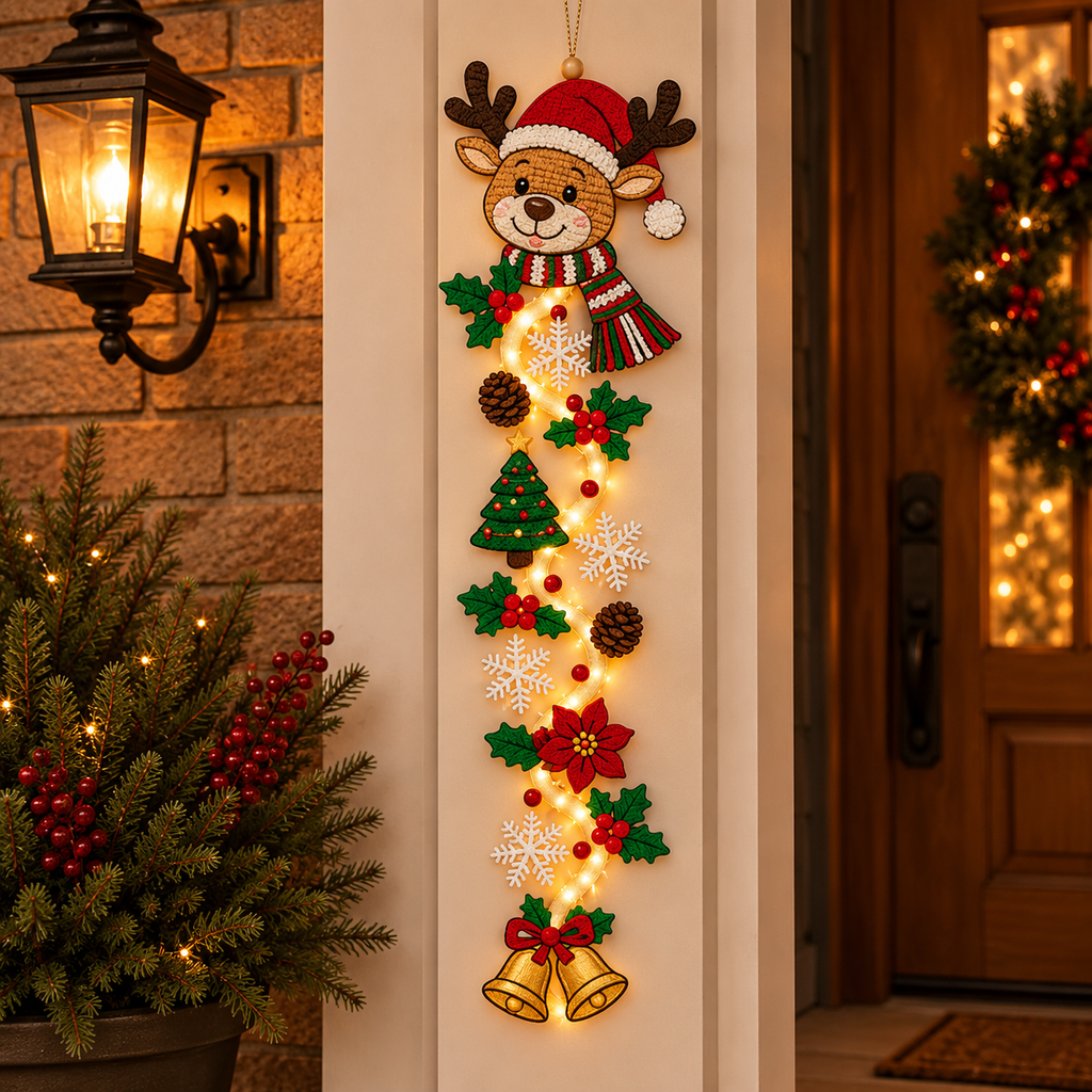 Light-up Christmas door hanger