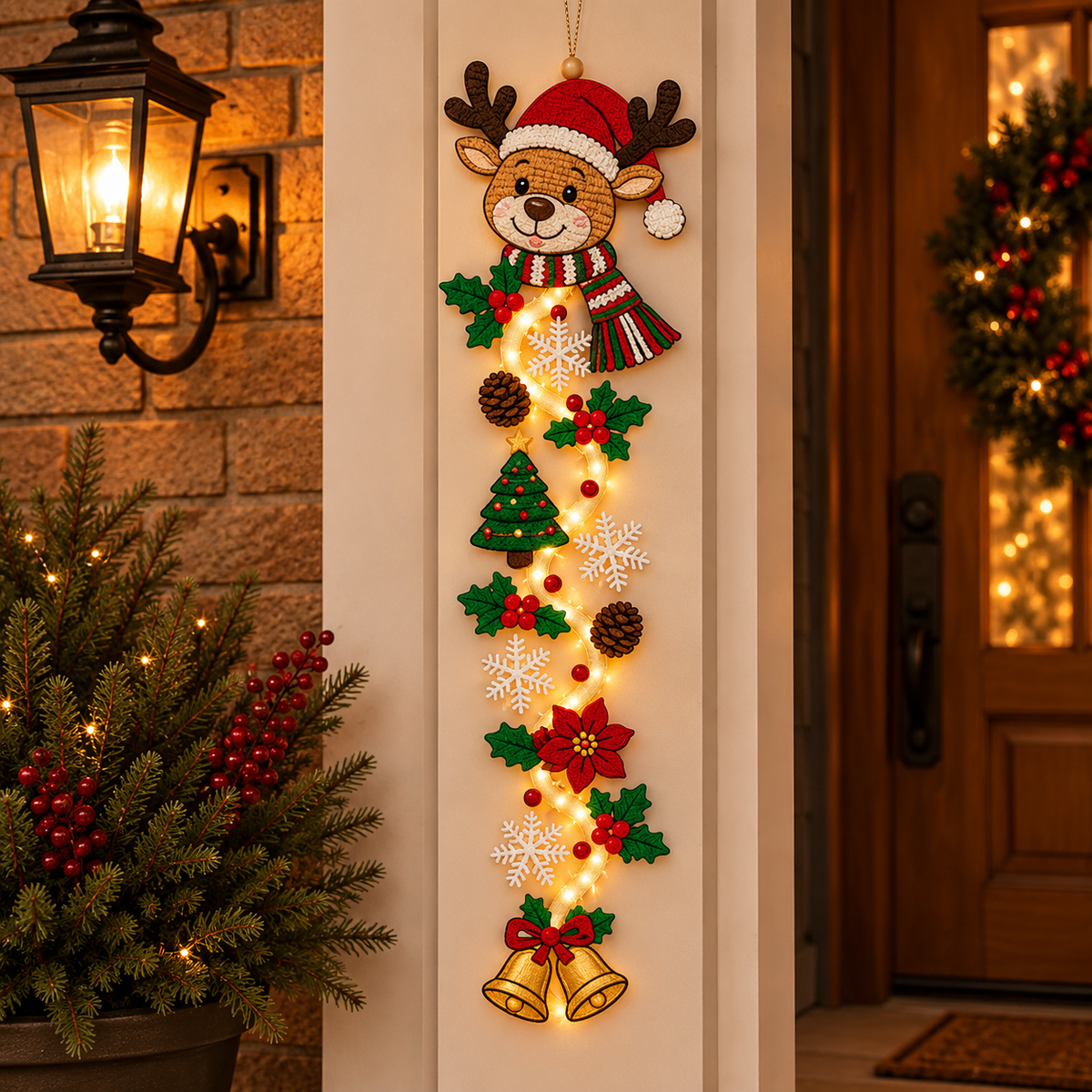 Light-up Christmas door hanger