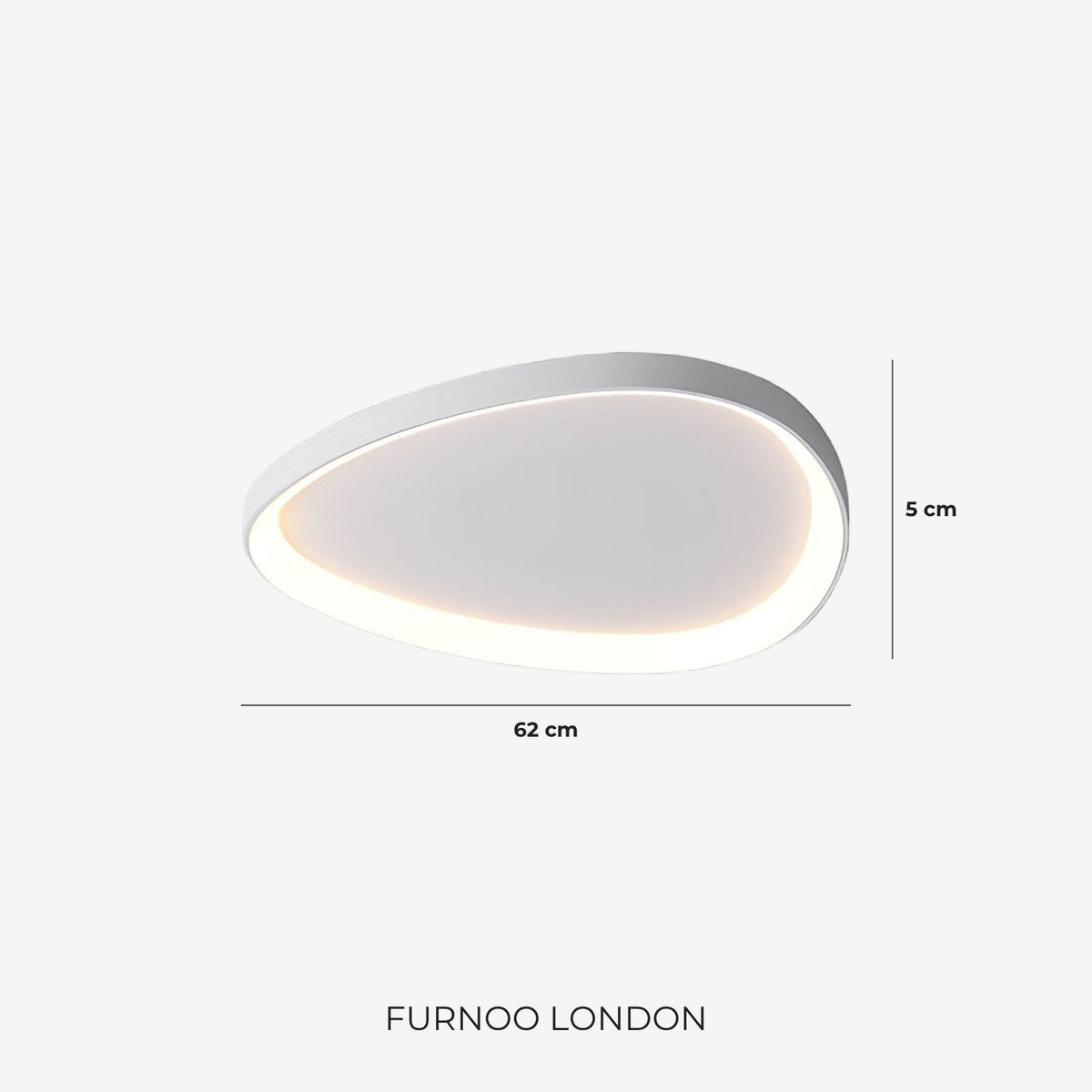 Low-profile pebble ceiling light mounted flush to the ceiling