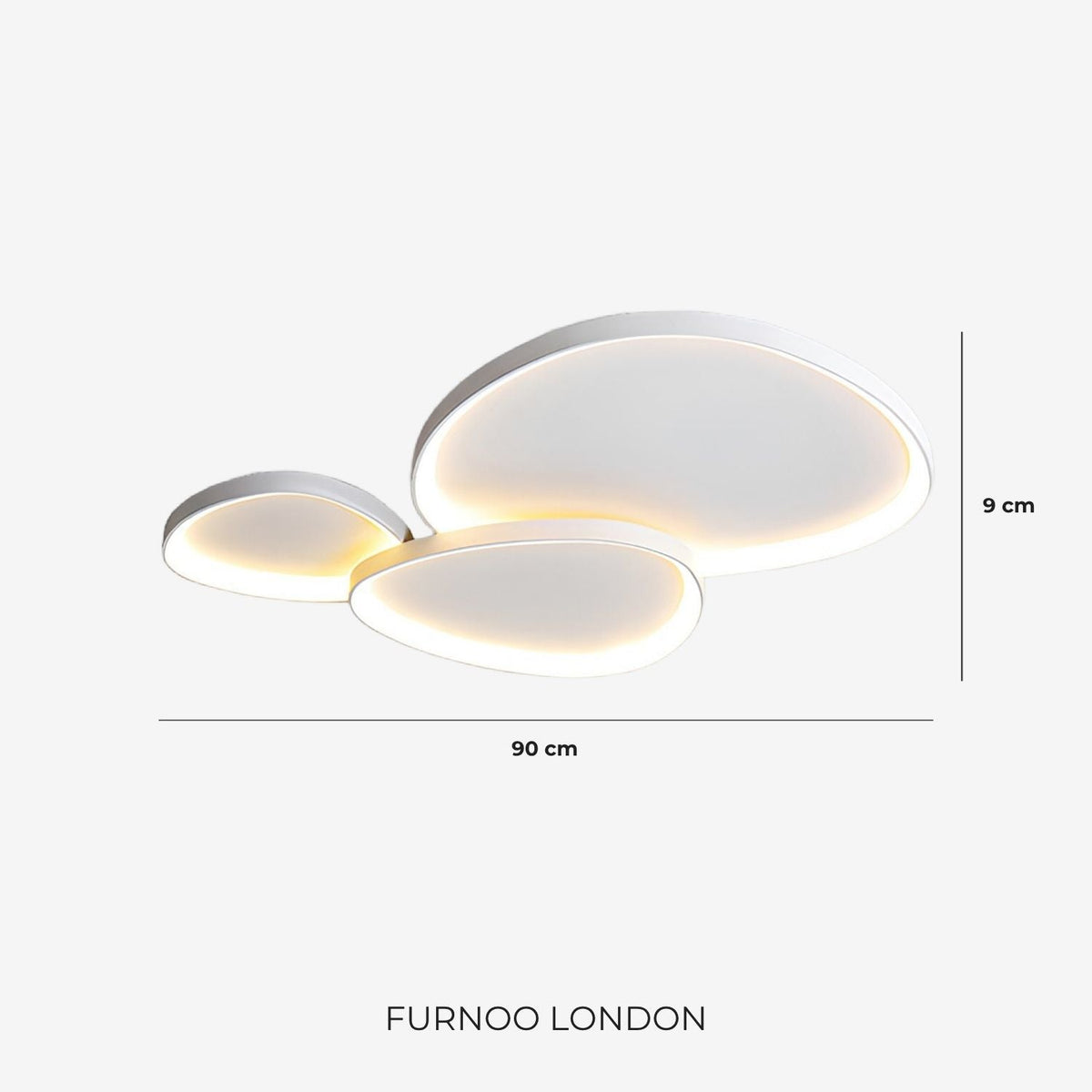 Sculptural LED ceiling fixture lighting a quiet room
