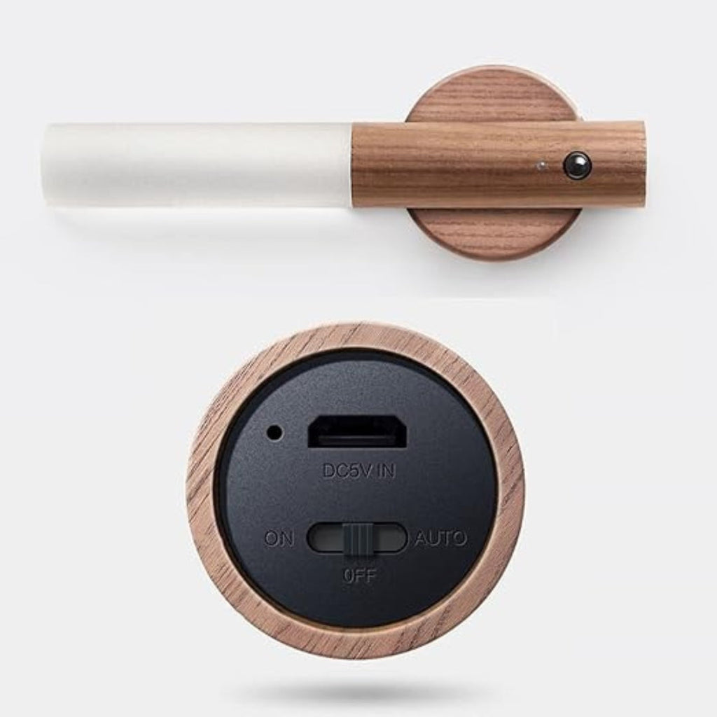 LED torch on its round mount with On, Off, Auto switch