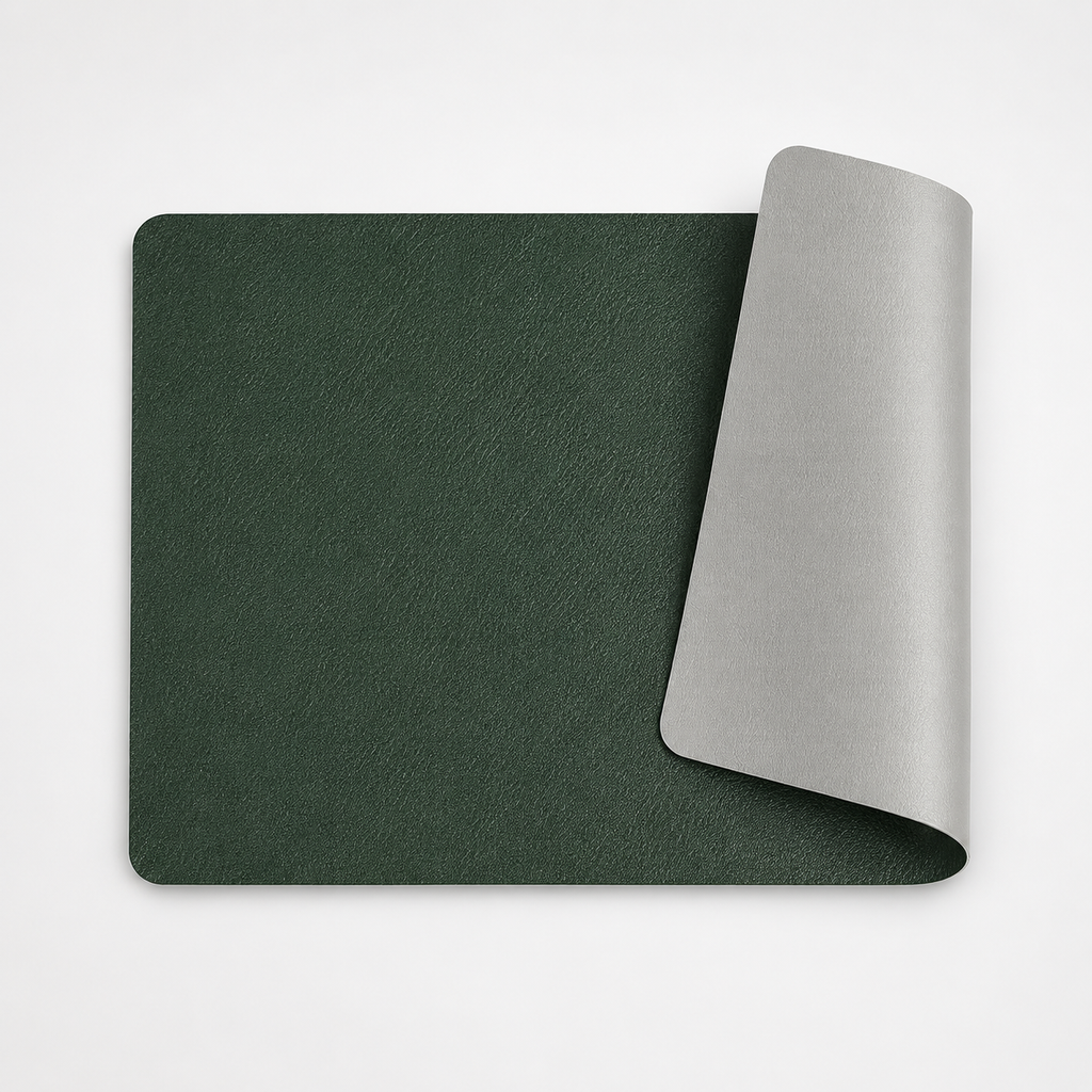 Faux leather placemats on a kitchen table for everyday meals