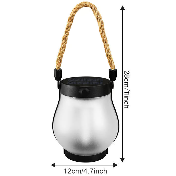 Solar LED lantern with flickering flame effect