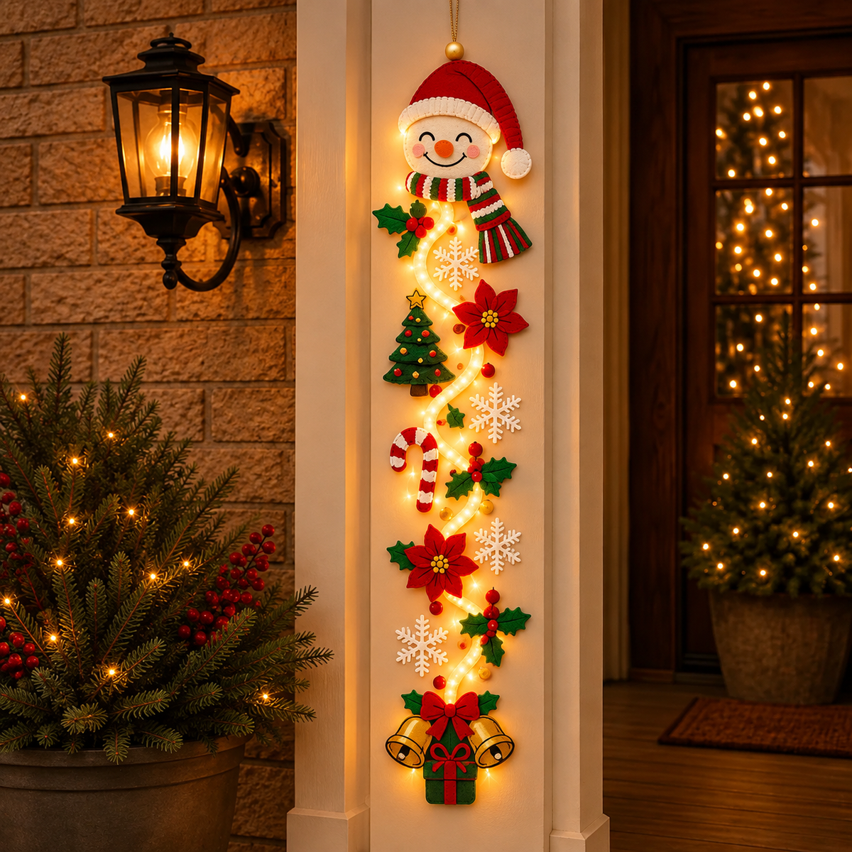 Light-up Christmas door hanger