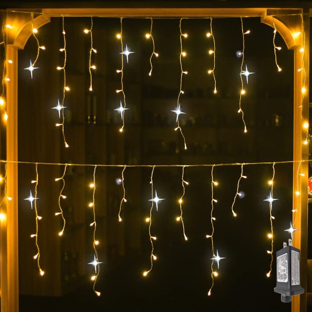Warm white LED curtain lights