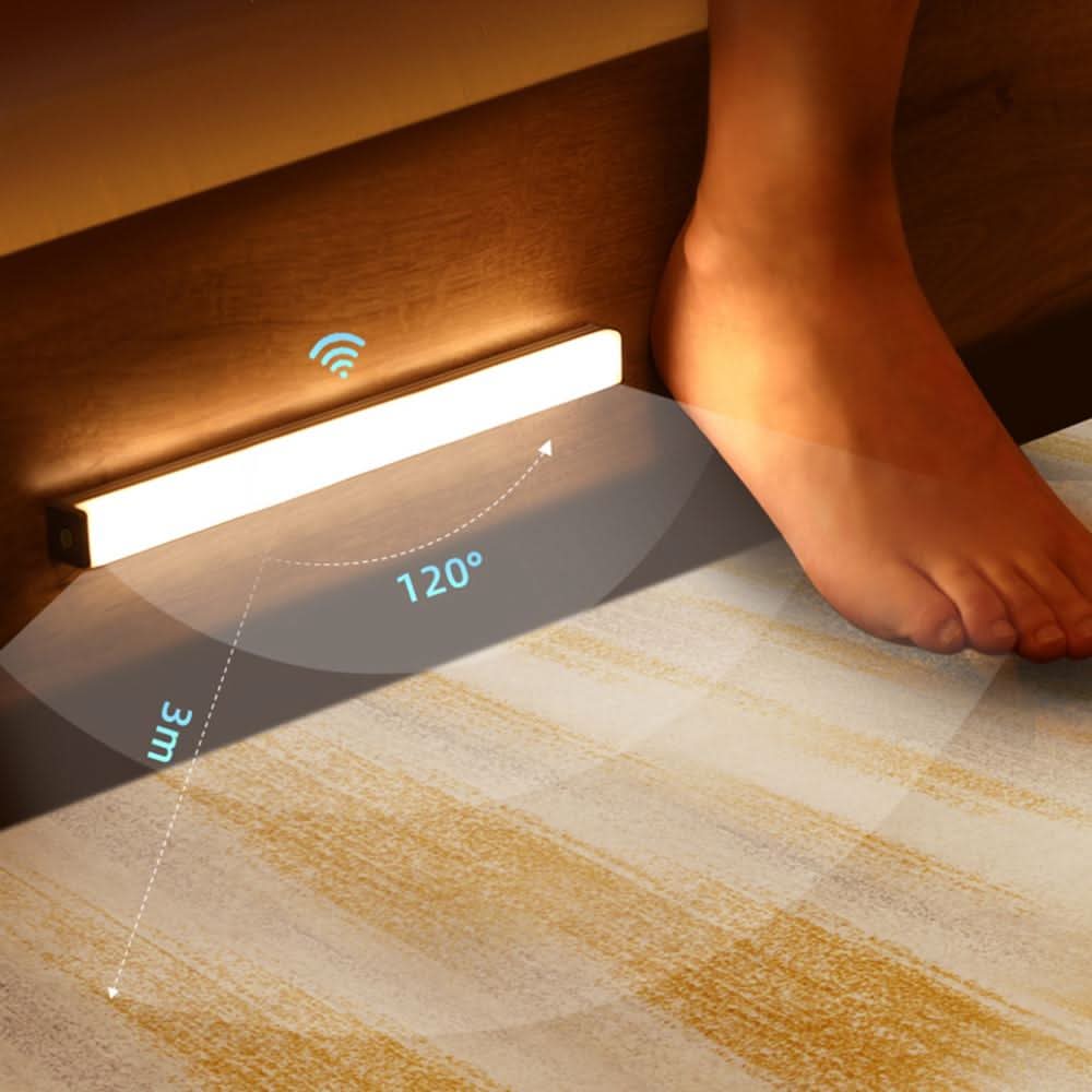 LED lights for bedroom detecting a bare foot beside the bed