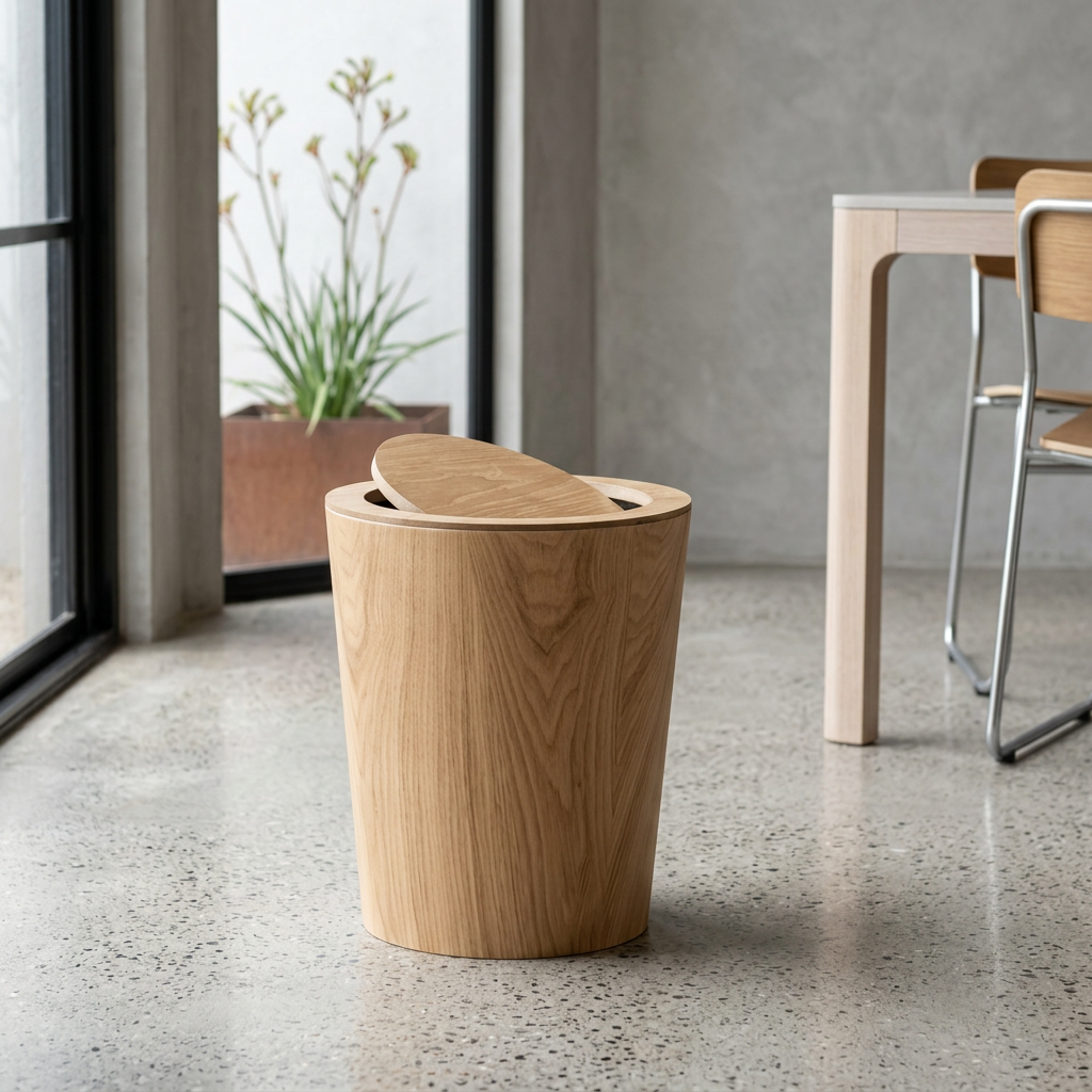 Wood Grain Trash Can