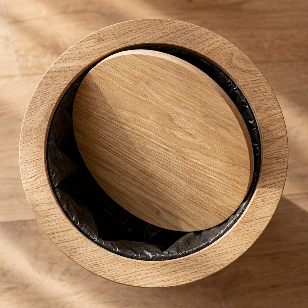 Wood Grain Trash Can
