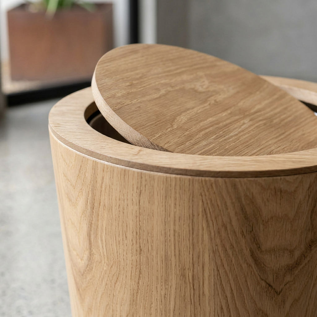 Wood Grain Trash Can