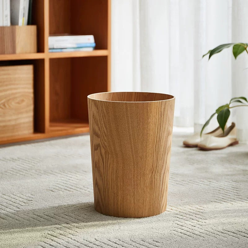Wood Grain Trash Can