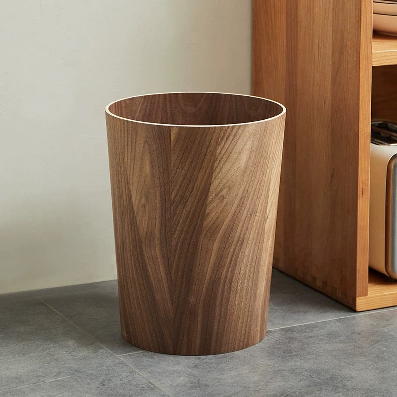 Wood Grain Trash Can