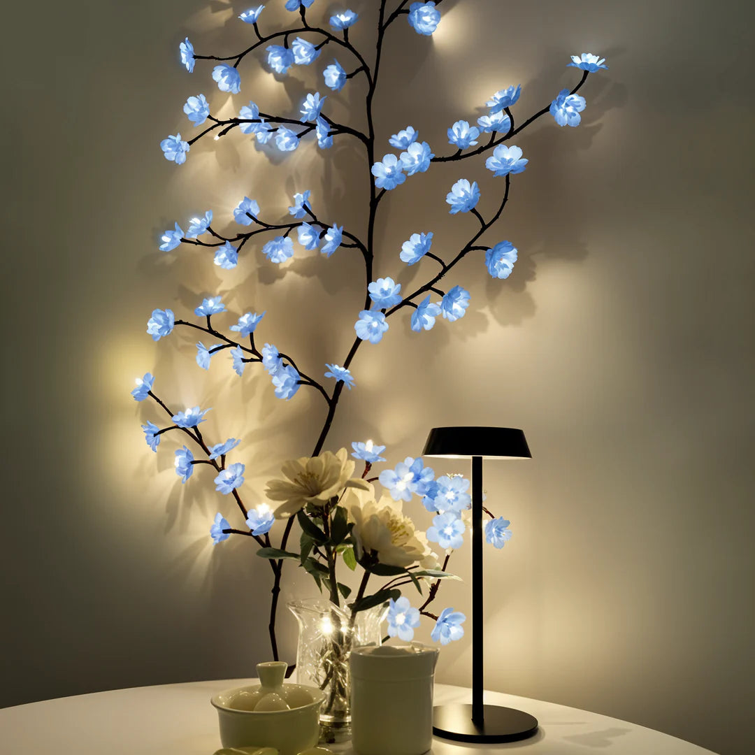 Iced Blossom style blossom wall light on a living room wall