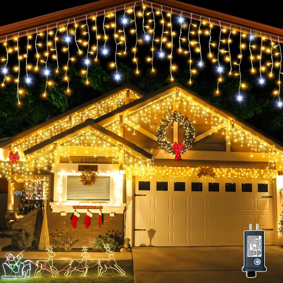 Warm white LED curtain lights