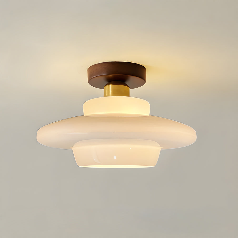 walnut glass ceiling light shape C