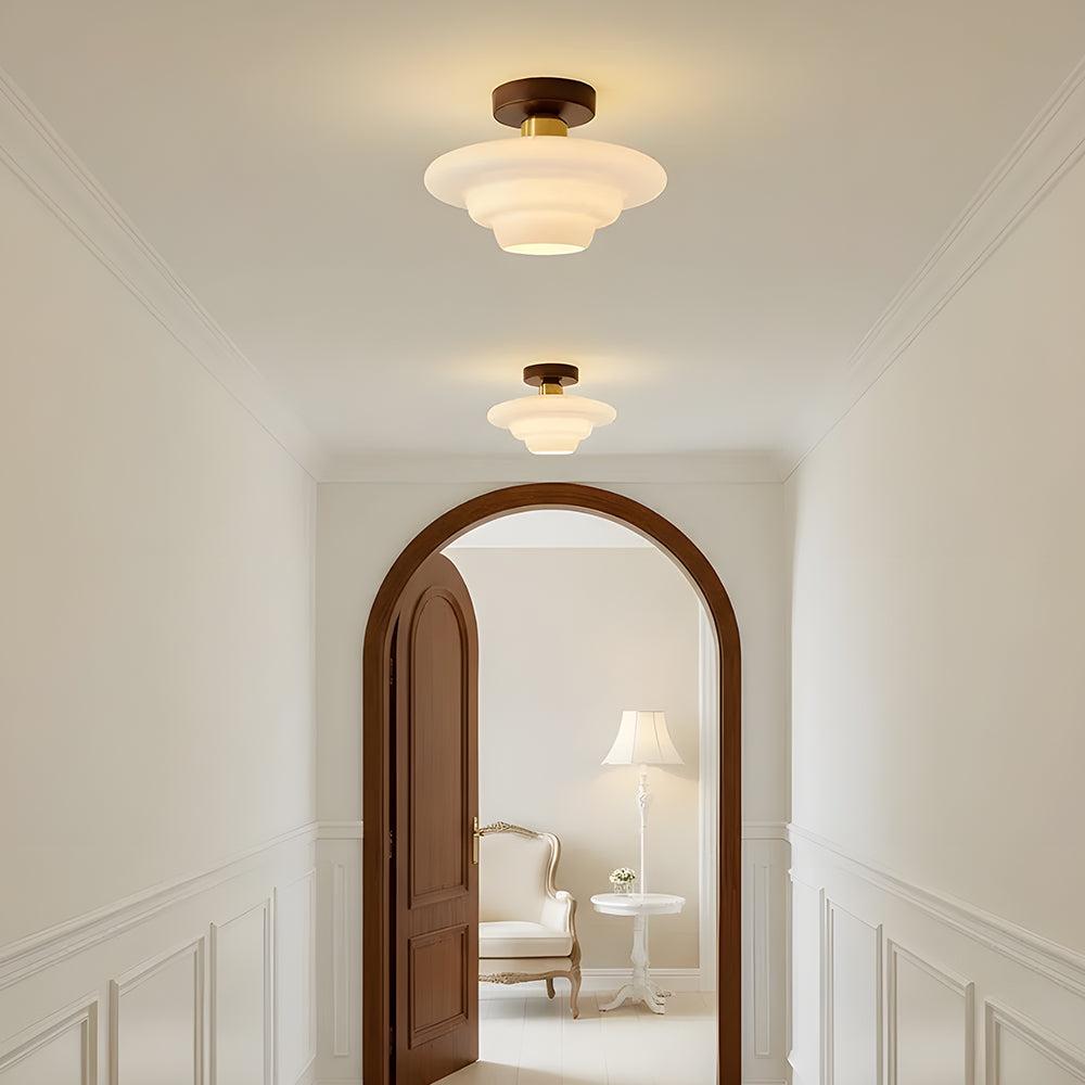 Walnut ceiling light detail