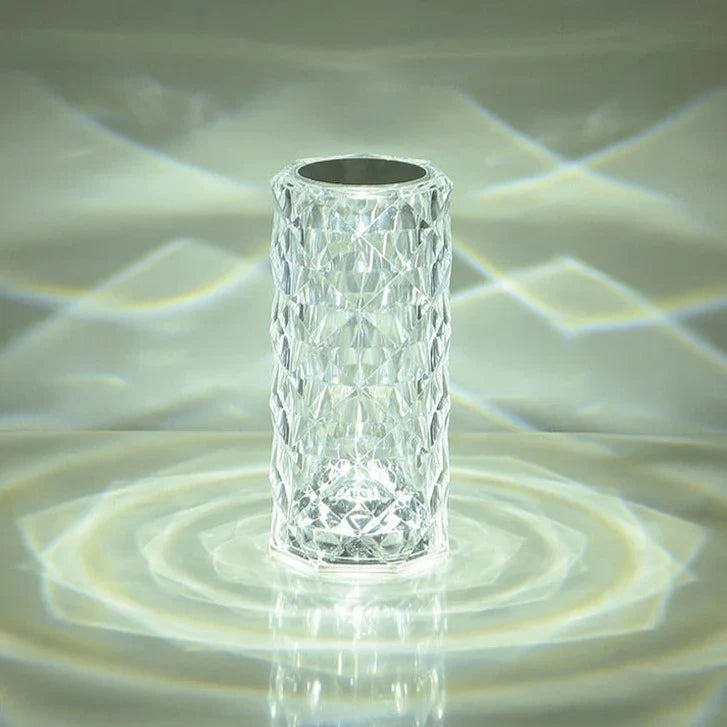 Close-up of the faceted acrylic lamp body