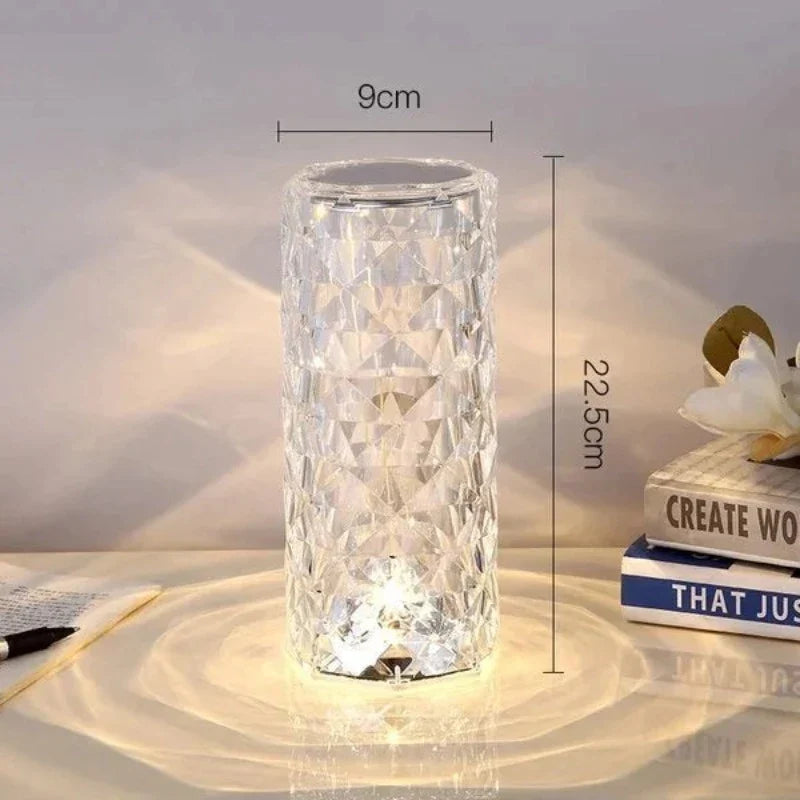 Cordless lamp glowing on a nightstand