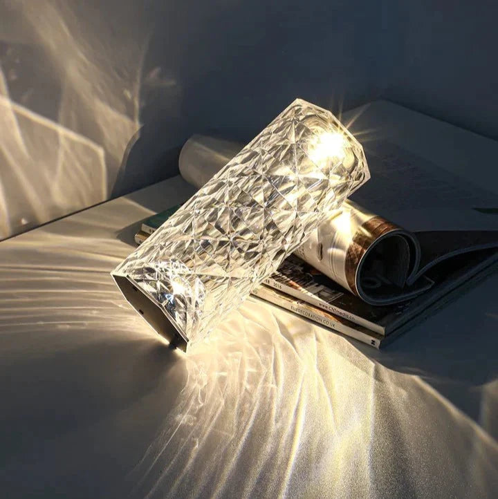 Acrylic lamp shown in one of its 16 light colors