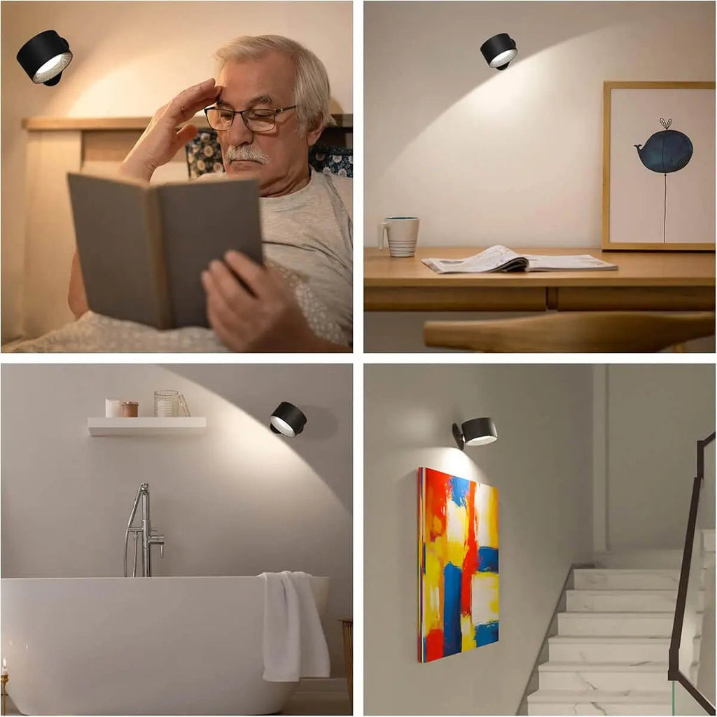 Cordless LED wall light giving a warm 3000K glow