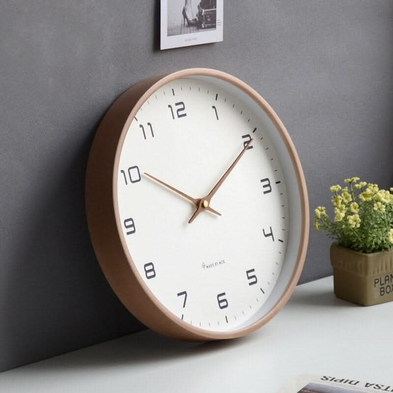 Silent Scandinavian wooden wall clock