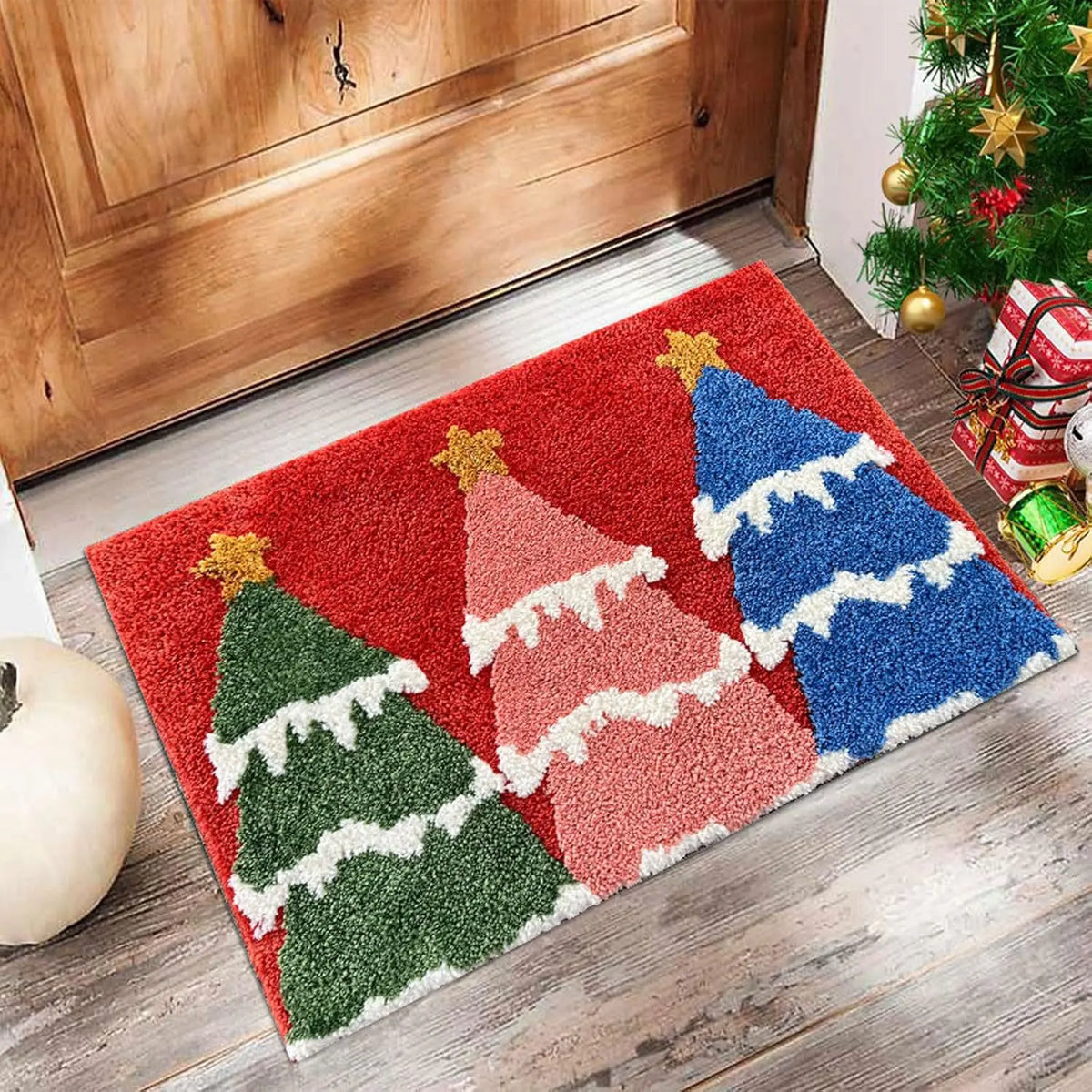 Hazel | Santa Print Christmas Doormat with Non-Slip Base for Home