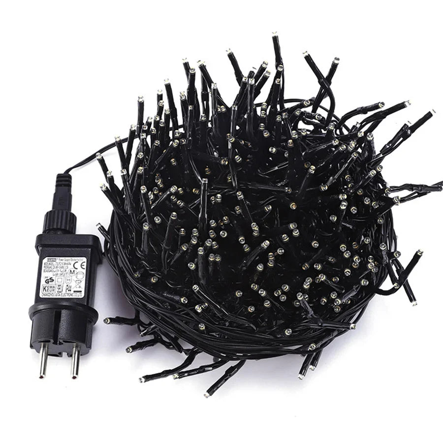 Unlit cluster string light coil with plug-in adapter