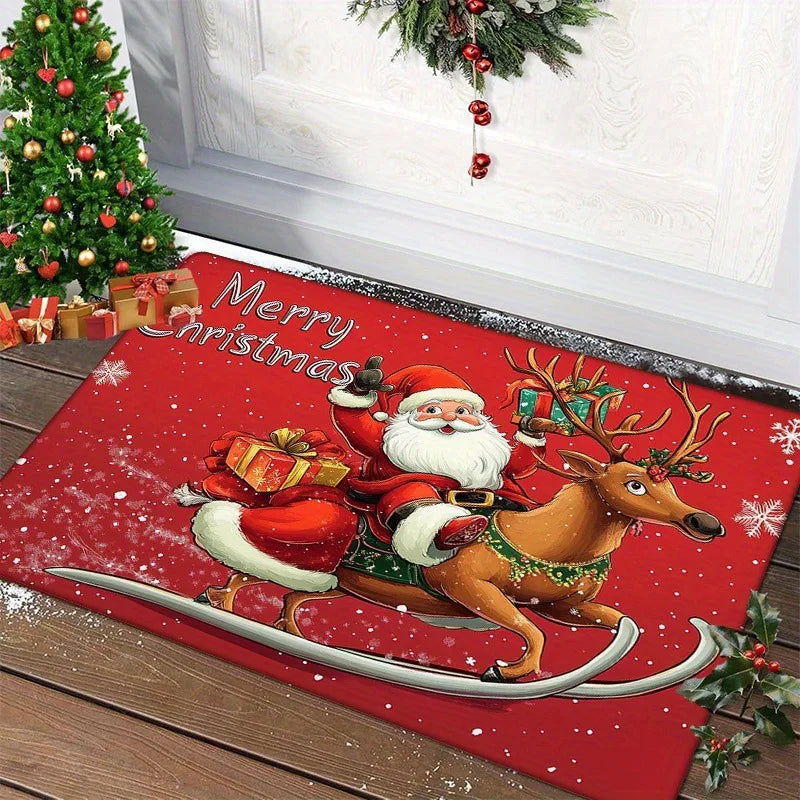 Hazel | Santa Print Christmas Doormat with Non-Slip Base for Home