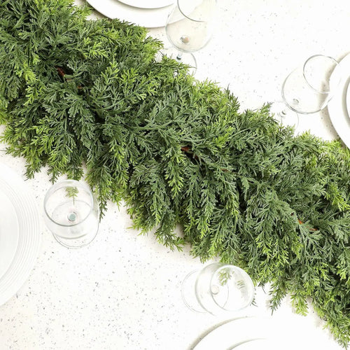 Cypress Christmas garland on mantel