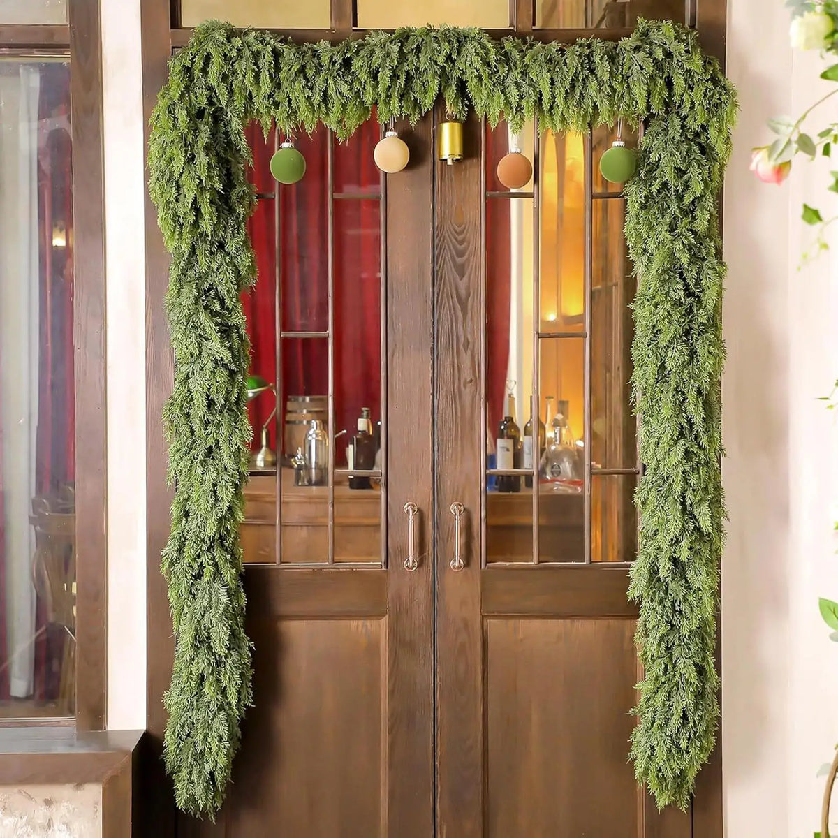 Christmas garland on staircase