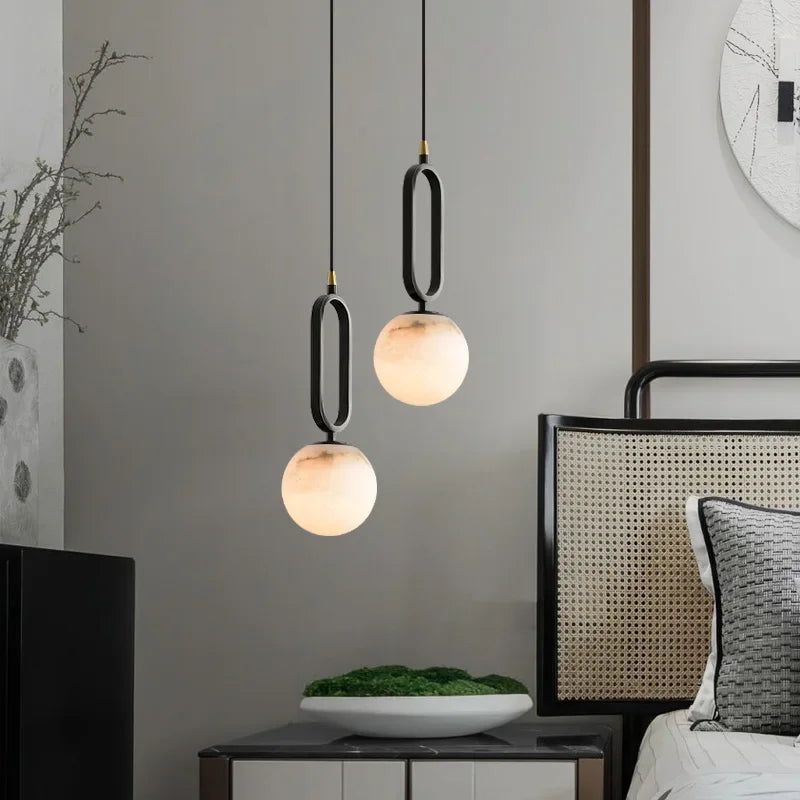 Natural stone pendant light