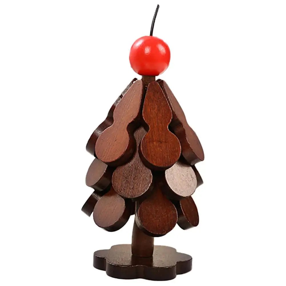 Walnut brown Christmas tree trivet on flower-shaped base
