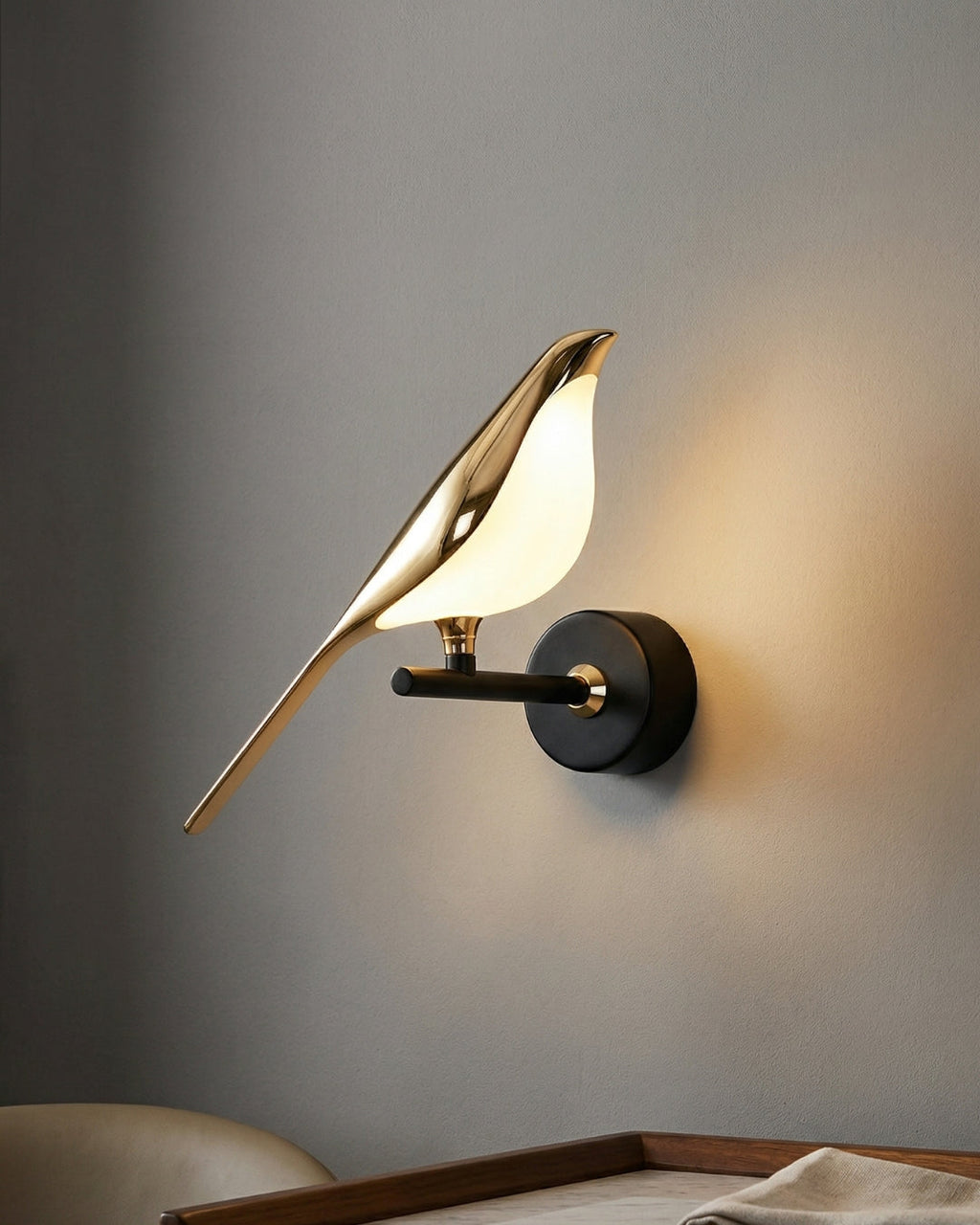 Sculptural Bird Wall Light with Gold Finish