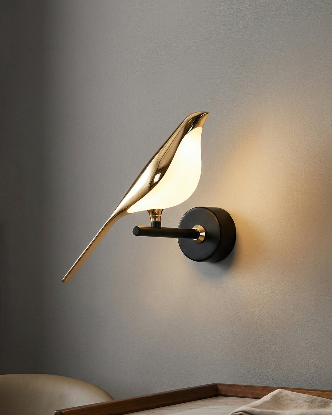Sculptural Bird Wall Light with Gold Finish