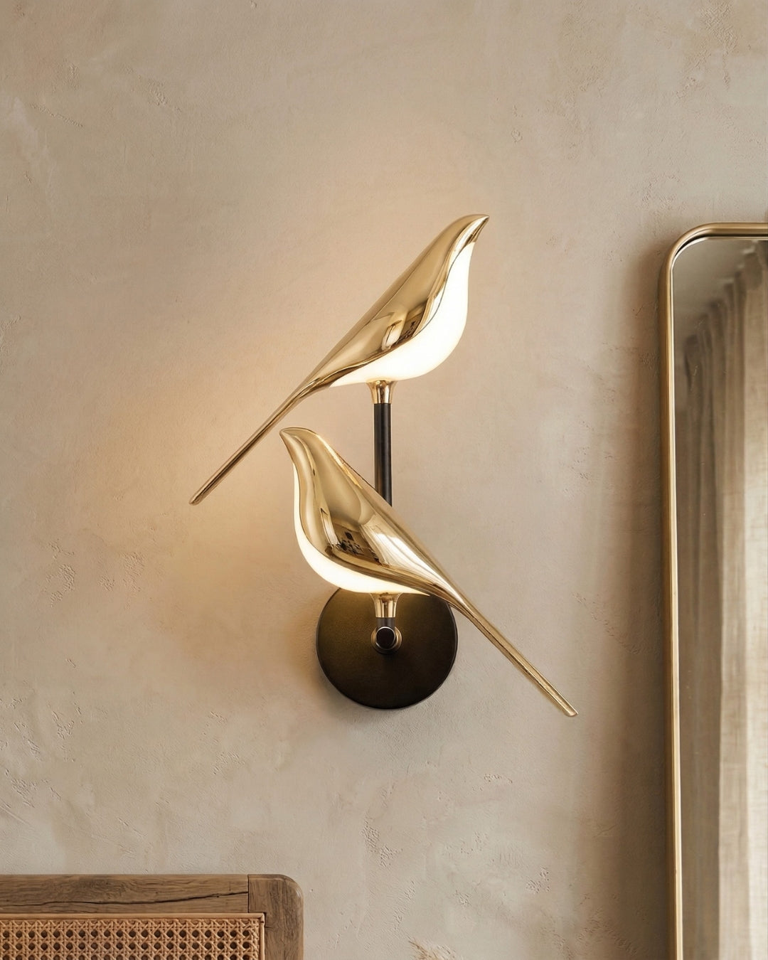 Sculptural Bird Wall Light with Gold Finish