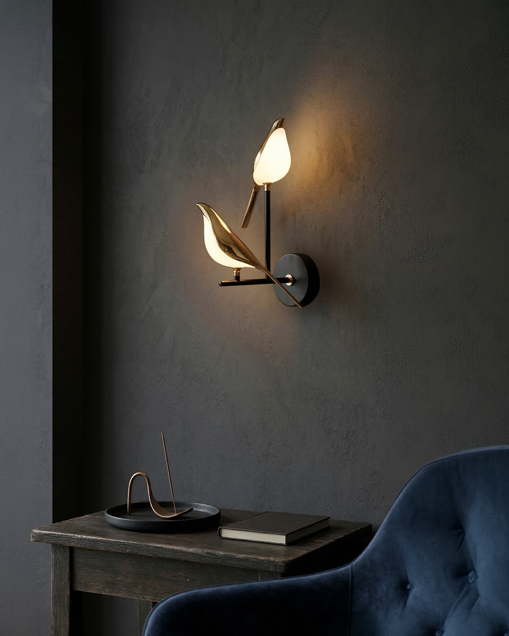 Sculptural Bird Wall Light with Gold Finish