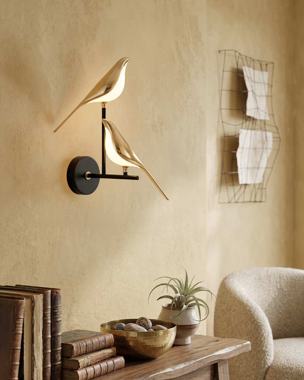 Sculptural Bird Wall Light with Gold Finish