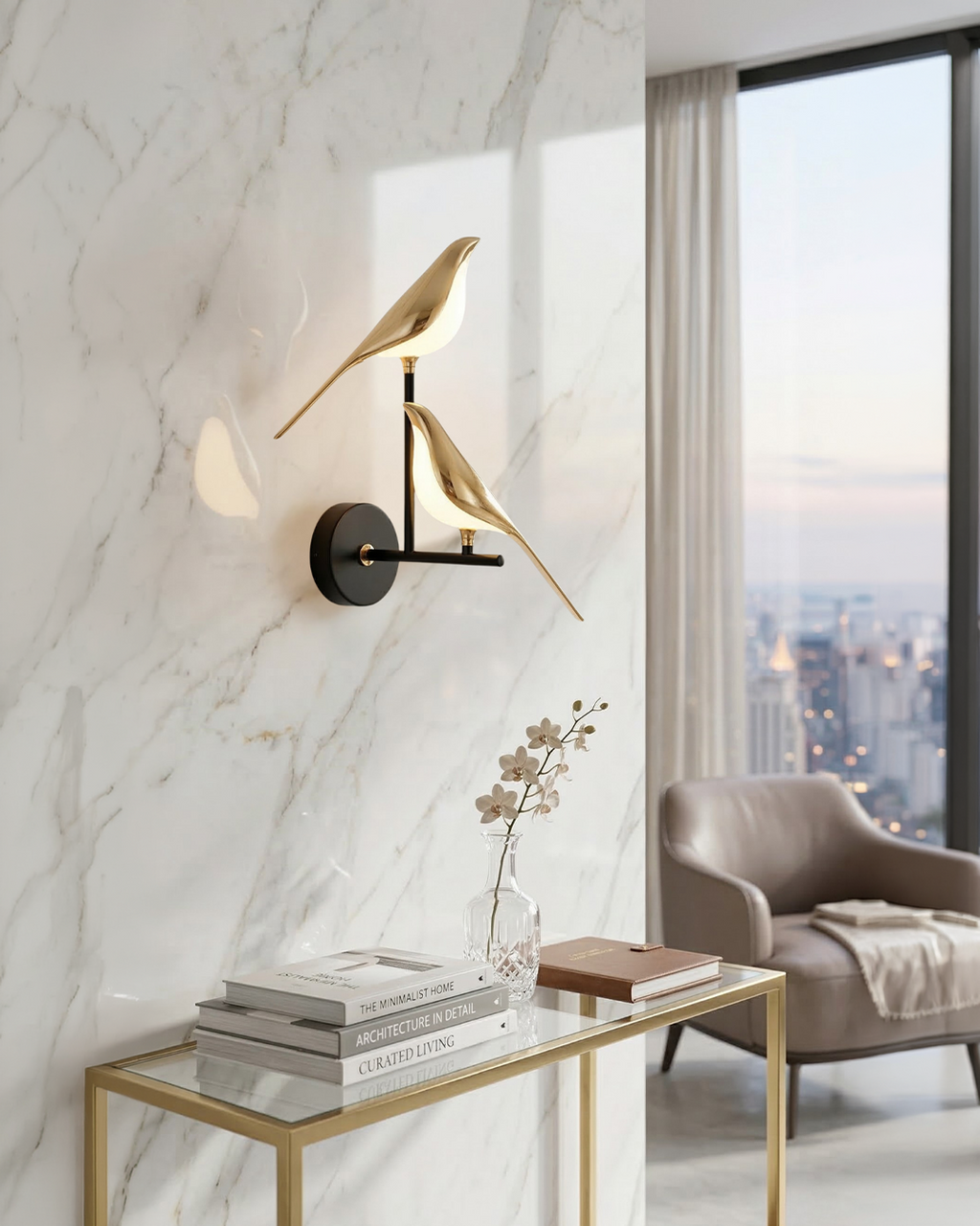 Sculptural Bird Wall Light with Gold Finish