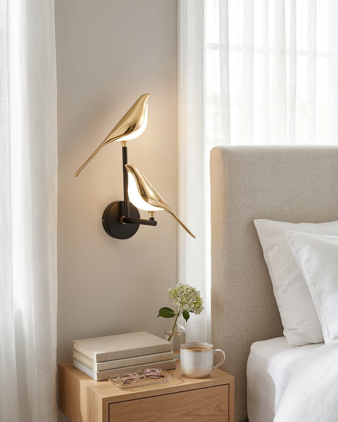 Sculptural Bird Wall Light with Gold Finish