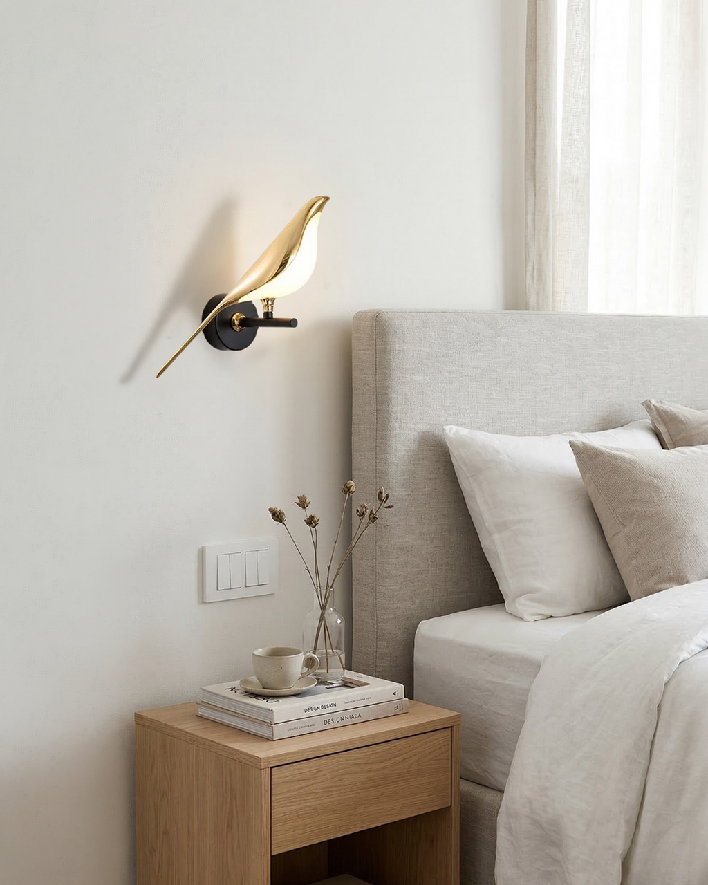 Sculptural Bird Wall Light with Gold Finish