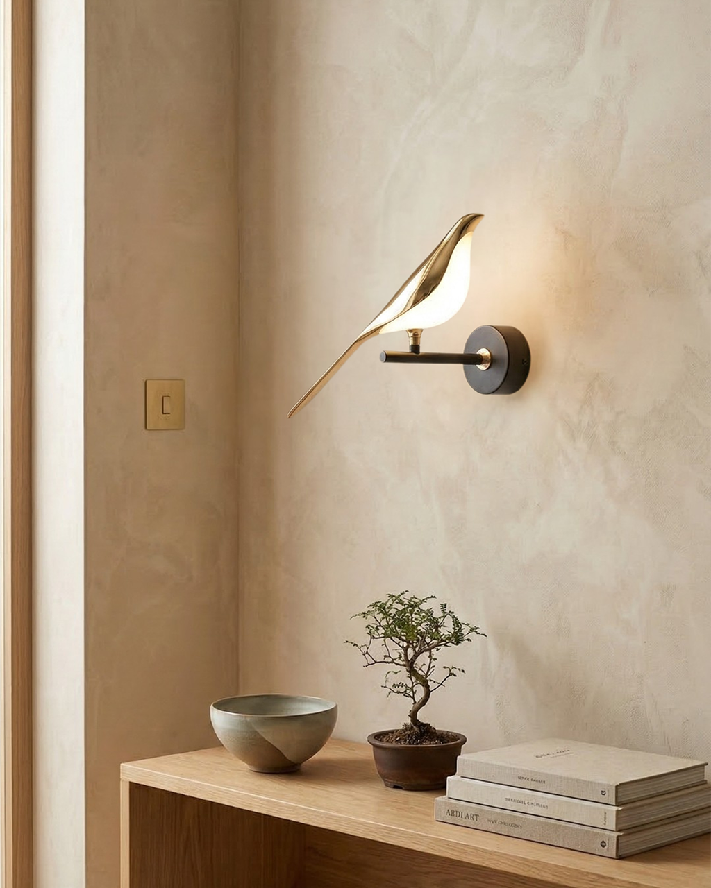Sculptural Bird Wall Light with Gold Finish