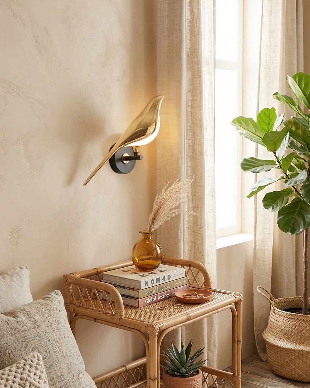 Sculptural Bird Wall Light with Gold Finish
