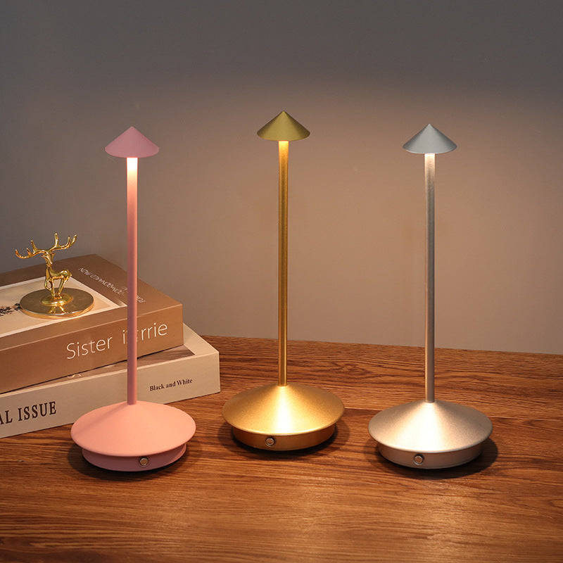 Cordless LED table lamp lit at night