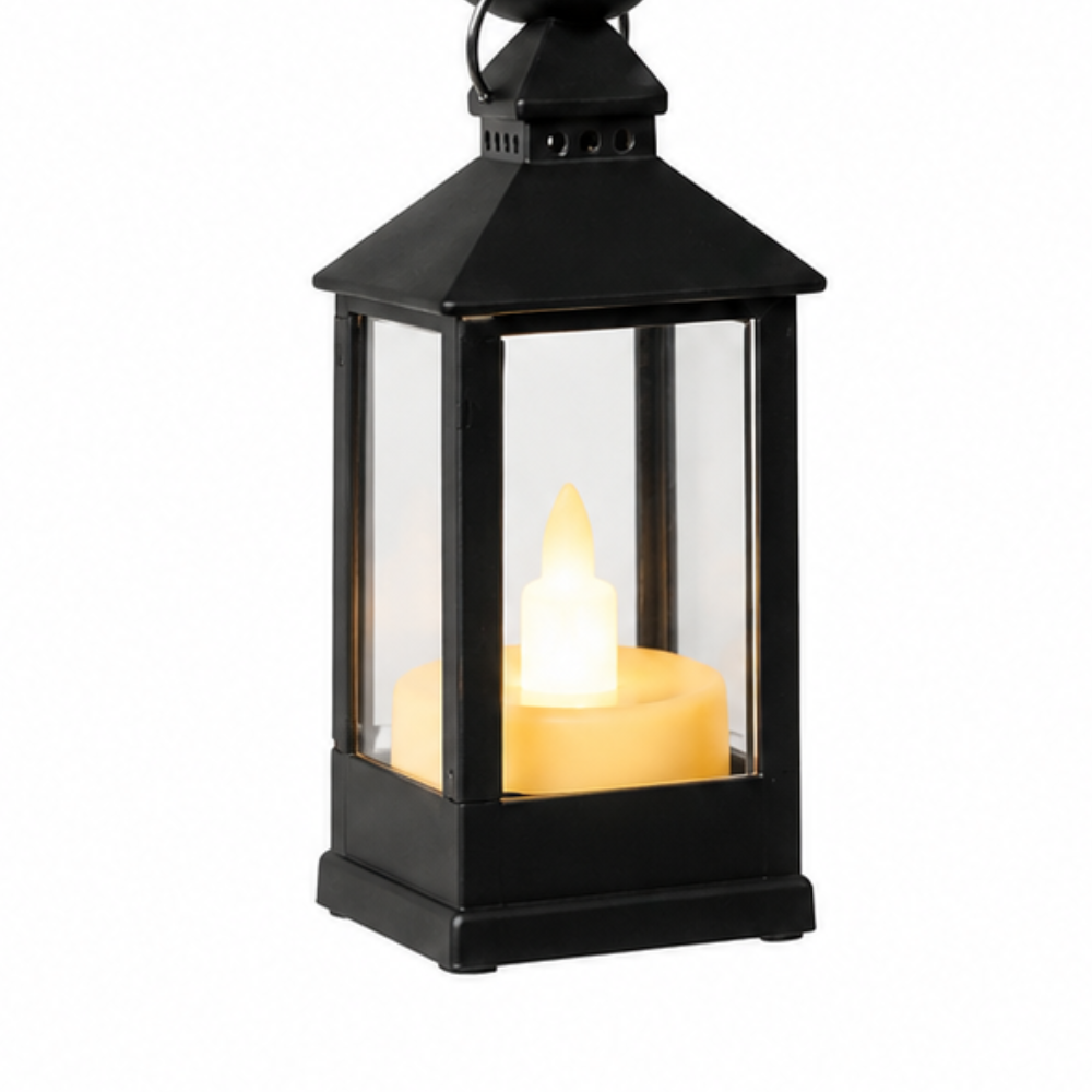 Cat figurine with battery operated LED lights lantern